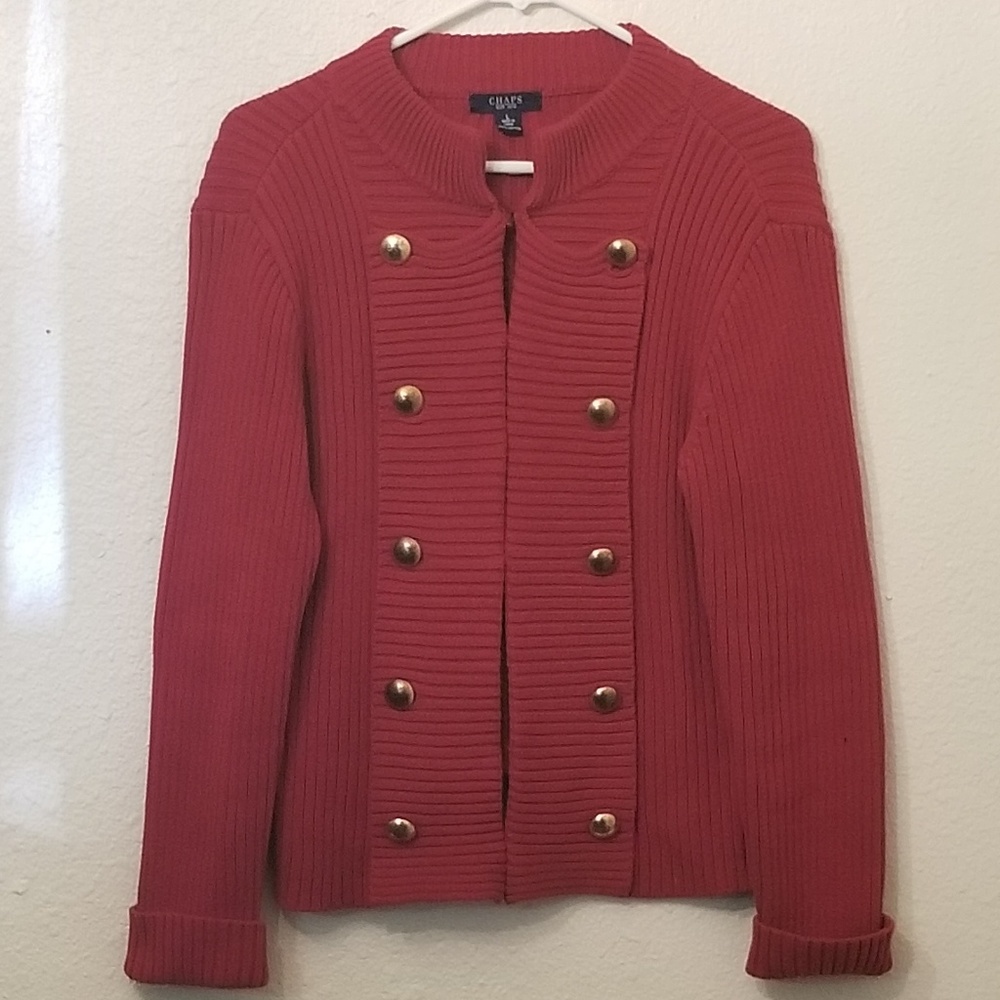 Chaps red hook and clasp sweater. Size Large